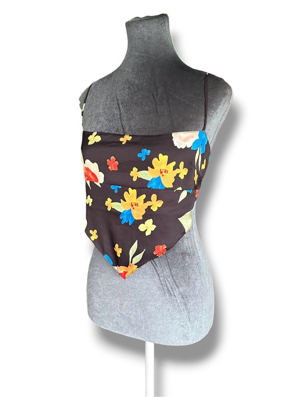 WeWoreWhat Floral Bandana Crop Top Satin Scarf Tie Back Cami L Danielle Berstein
